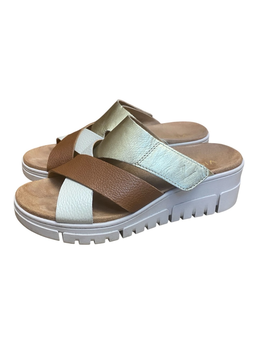 Vionic Womens Uptown Sunset Platform Wedge Slide Shoes Leather Summer